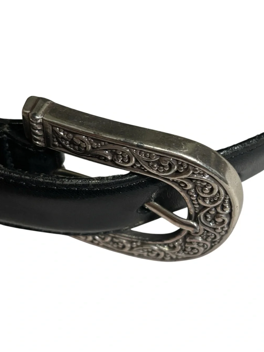 Brighton Black Leather Belt Size 30 Medium Silver Hardware Western Rodeo Unisex
